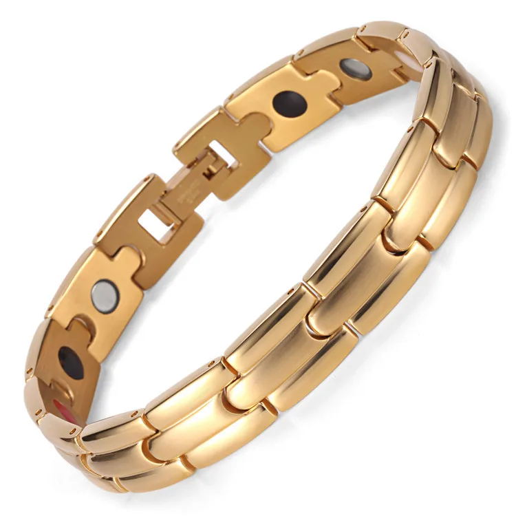 

Stainless Steel IP Electroplating Gold Four-in-one Bracelet Magnet Germanium Bracelet