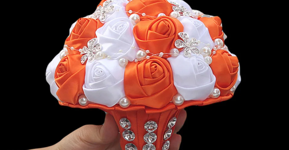 High-end super beautiful ribbon artificial flower wedding bridal bouquet Valentine's Day present Home decoration fake flower