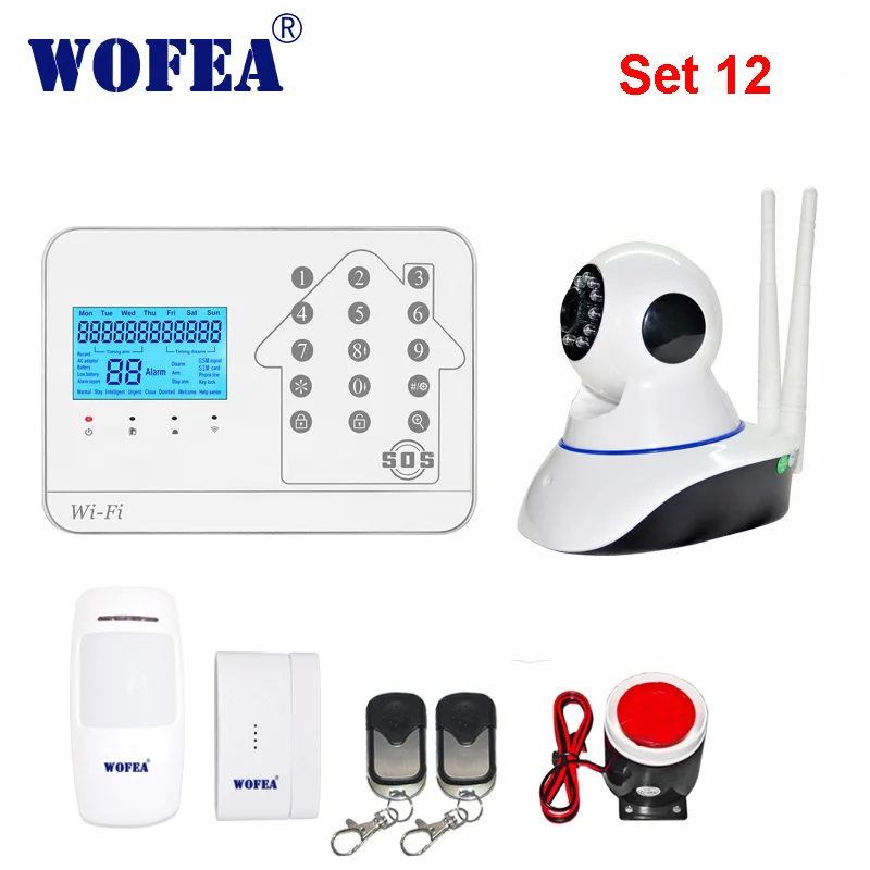 Wofea WIFi PSTN GSM сигнализация 3 в 1 сенсорная клавиатура приложение управление домашняя система охранной сигнализации набор с русским, английским, испанским - Цвет: Set12