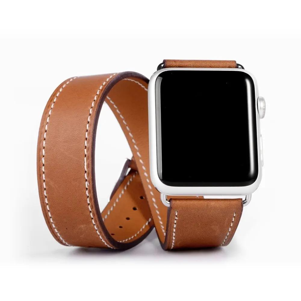 

Double Tour band for Apple watch 42mm/38 mm iWatch band 40mm 44 mm Leather strap belt bracelet watchband for Apple watch 4 3 2 1