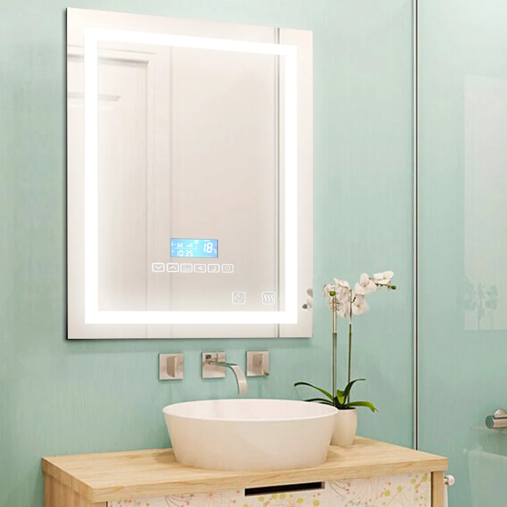 

1Pc Modern LED Bathroom Mounted Wall Mirror Illuminated Lighted Simple Backlit With Touch Button Vanity Light Makeup Mirror HWC