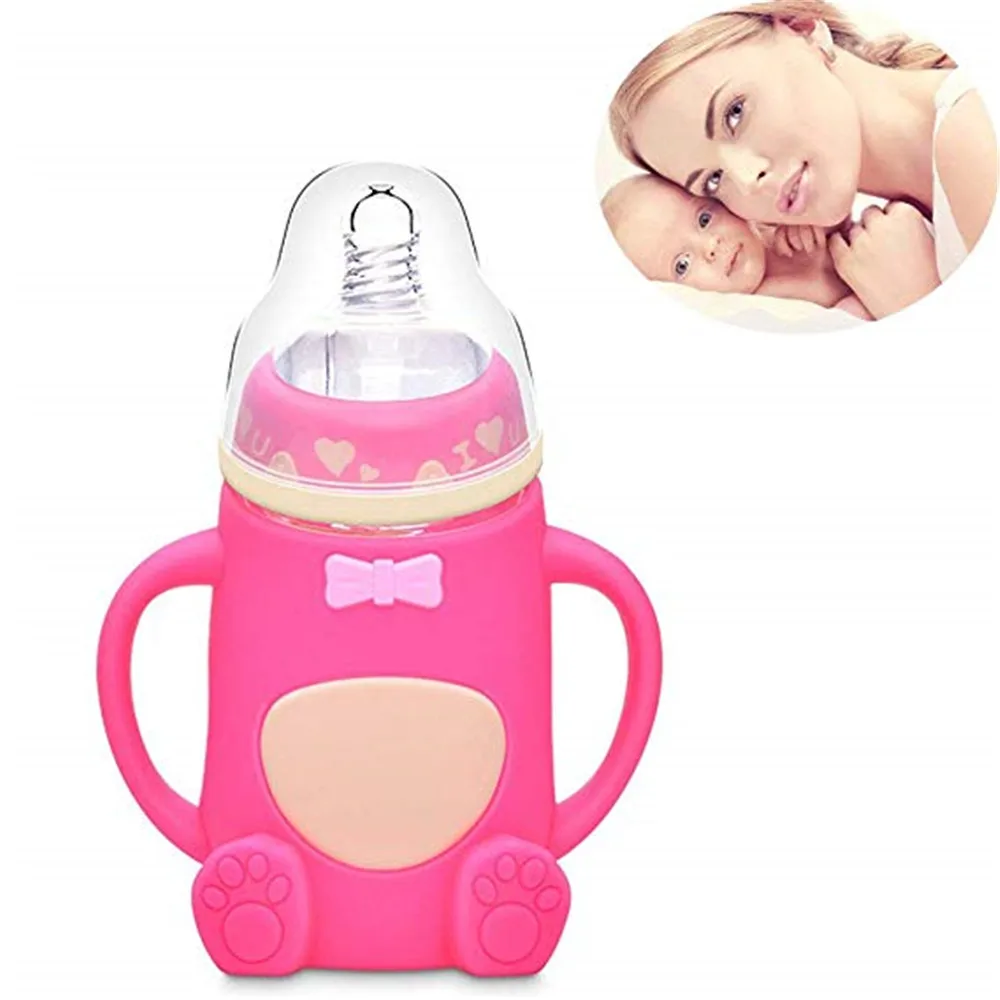 

Silicone baby bottle Maternal child supplies wide caliber bottle shatter-resistant anti-flatulence with handle baby bottles suck