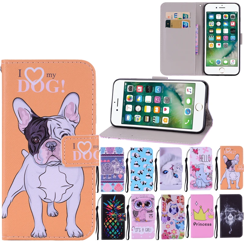 

New Print Leather Flip Wallet Cases Soft Cellphone Silicone Cover Skin Fundas for Apple iPhone 5 5S SE 6 6S 7 8 Plus X XS MAX XR