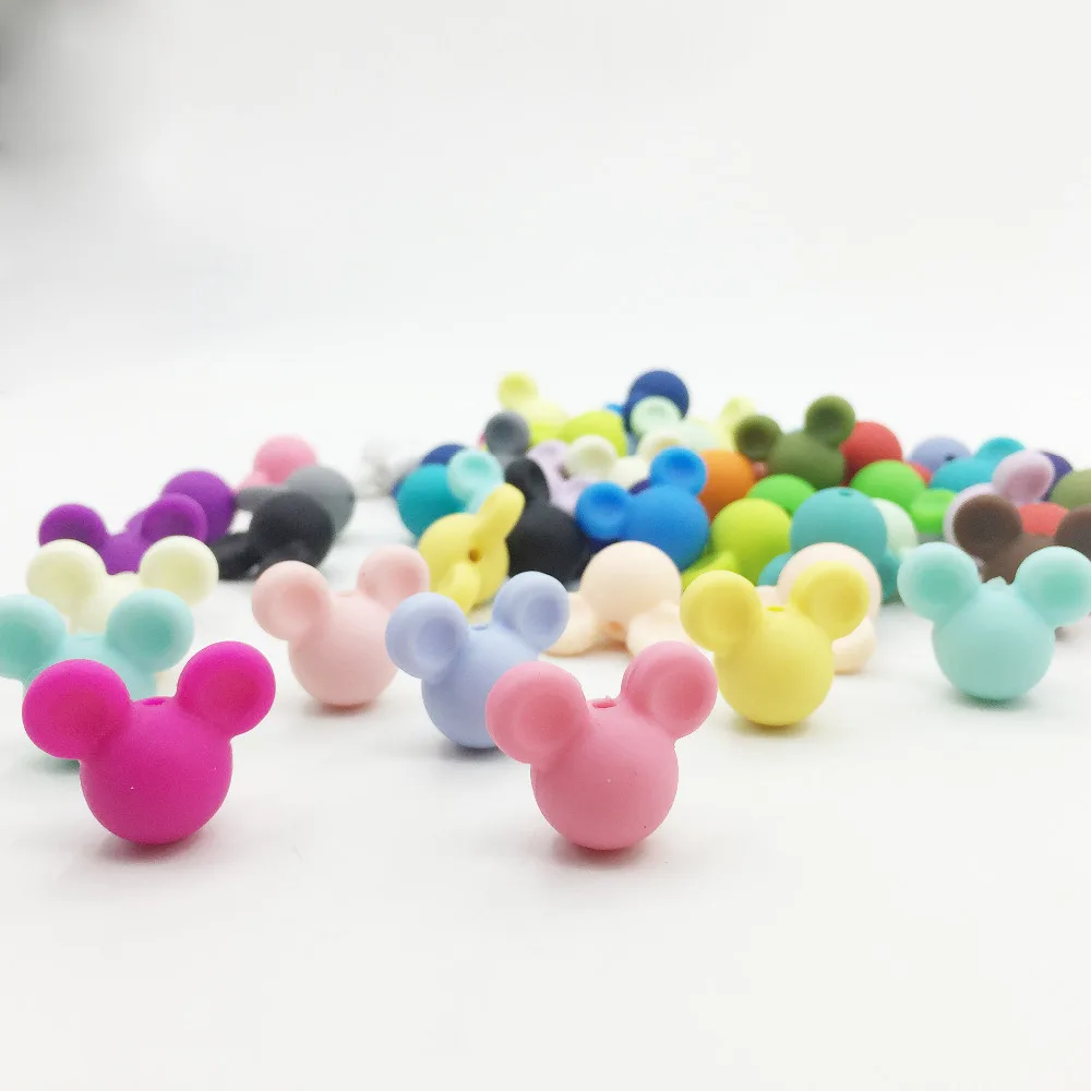 24*20*14mm 10pcs Mickey Silicone Beads Baby Teething Safe Food Grade Nursing Chewing Bead 27Colors | Украшения и аксессуары