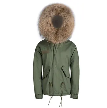 

Hot Sale Parkas Casual Army Green Faux Fur Hooded Lined Military Short Male Famous Brand High Street Outerwear Winter Coat