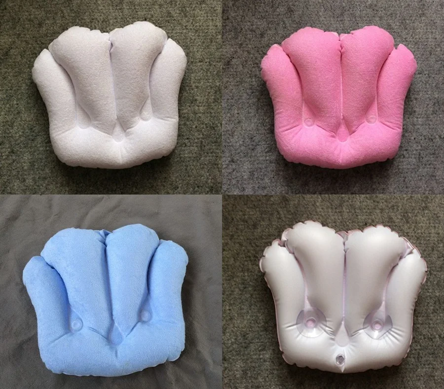 Home Bathroom Bath Pillow White Pink Blue Terrycloth & Vinyl Covering