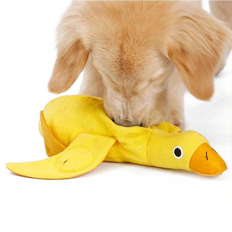 

Toys For Dog Duck Shaped Plush Chew Toys Pet Training Yellow Dogs Squeaky Leaking Food Molar Toys