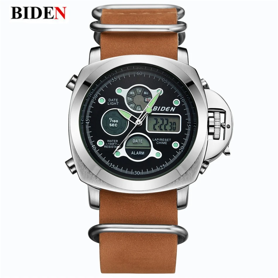 

BIDEN Luxury Brand Men's Sports Watch LED Dual Display Watch Men's Waterproof Watch Men's Military Clock relogio masculino