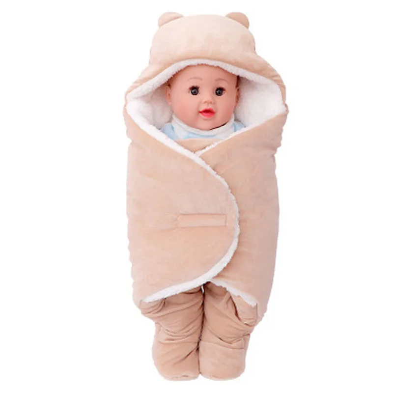 Baby Sleep Sack Winter Warm Baby Sleeping Bag for Stroller Newborn Swaddle Blanket With White