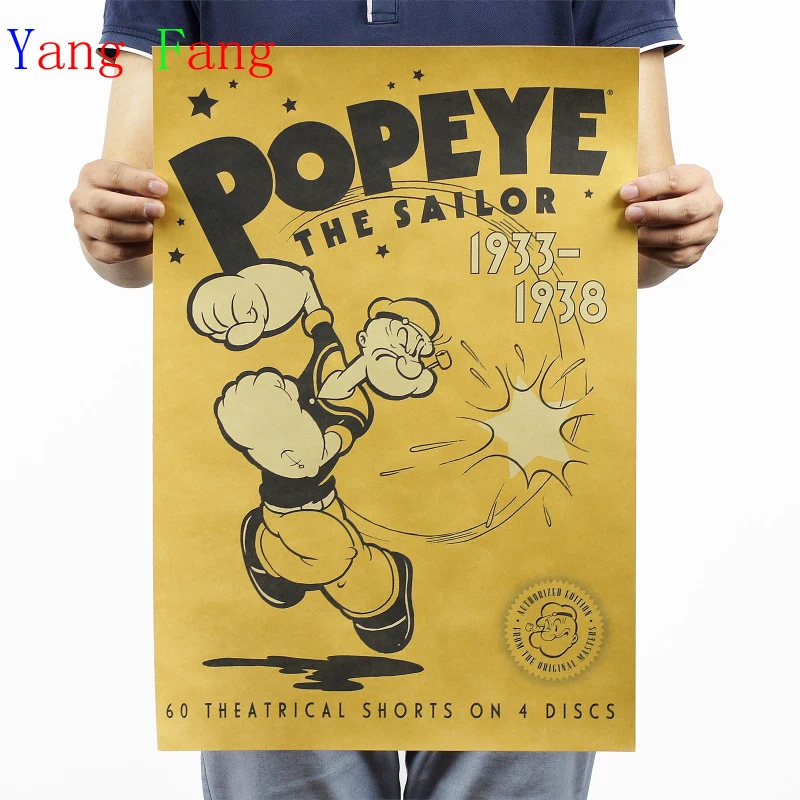 Винтажные классические персонажи мультфильмов Popeye The Sailor Comics Плакат Бар детский домашний декор ретро крафт-бумага 51x35 см стикер на стену