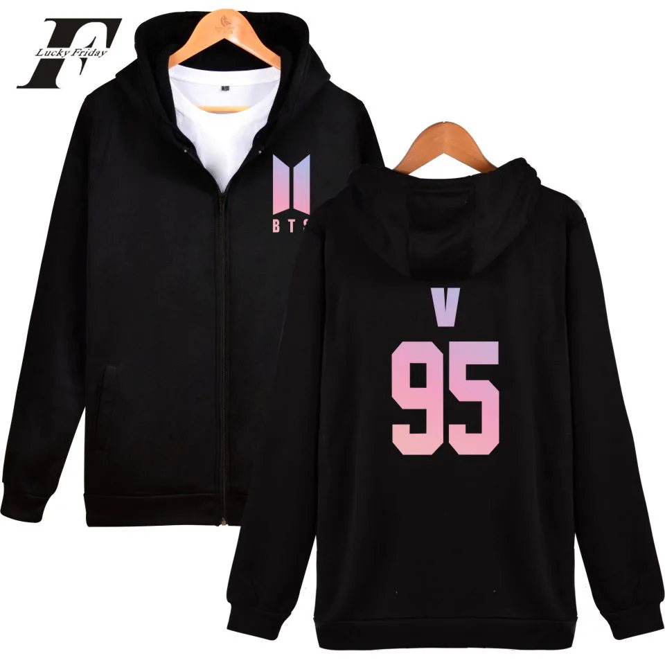 

LUCKYFRIDAYF 2019 NEW Love Yourself Zipper Sweatshirt Women Hoodies Winter Bangtan Kpop Hoodies Women Casual Zipper Kpop Clothes