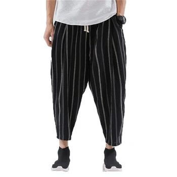 

New Mens Striped Harem Pants 2019 Casual Men Drawstring Trousers Male Street Fashion Pantalones Hombre Retro Ankle-Length Pants