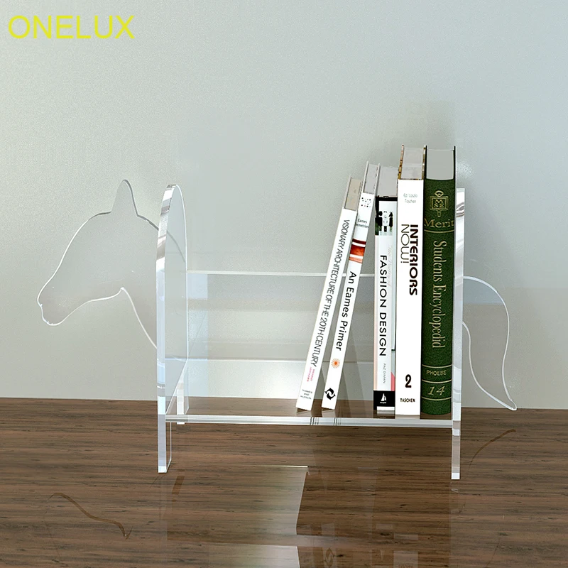 Horse Shape Desktop Acrylic Book Organizer Holder,Tabletop Lucite Books