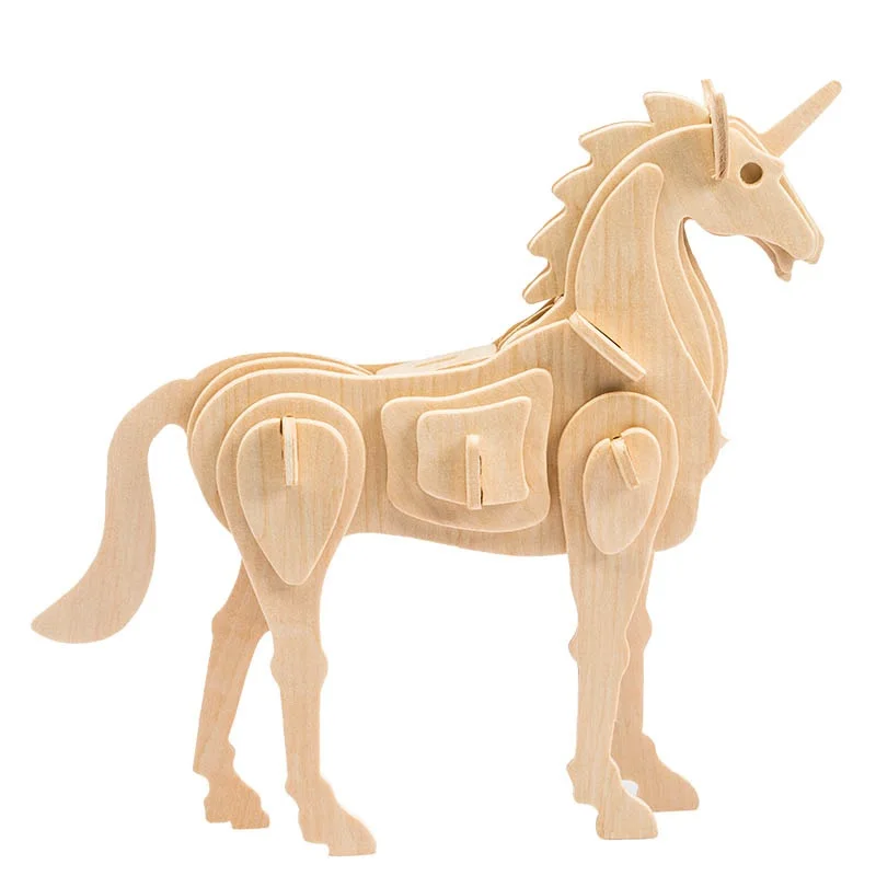 

Robotime Creative DIY 3D Unicorn Wooden Puzzle Game Assembly Nature Color Toy Gift for Children Kids JP257