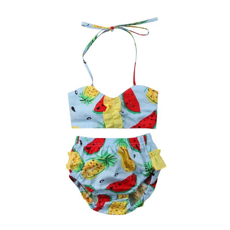 

Glane Swimsuit Girls Two-Pieces Swimwear Split Bikini Baby Children Swimwear Girls Watermelon Print Bikini Kids Swimming Suit