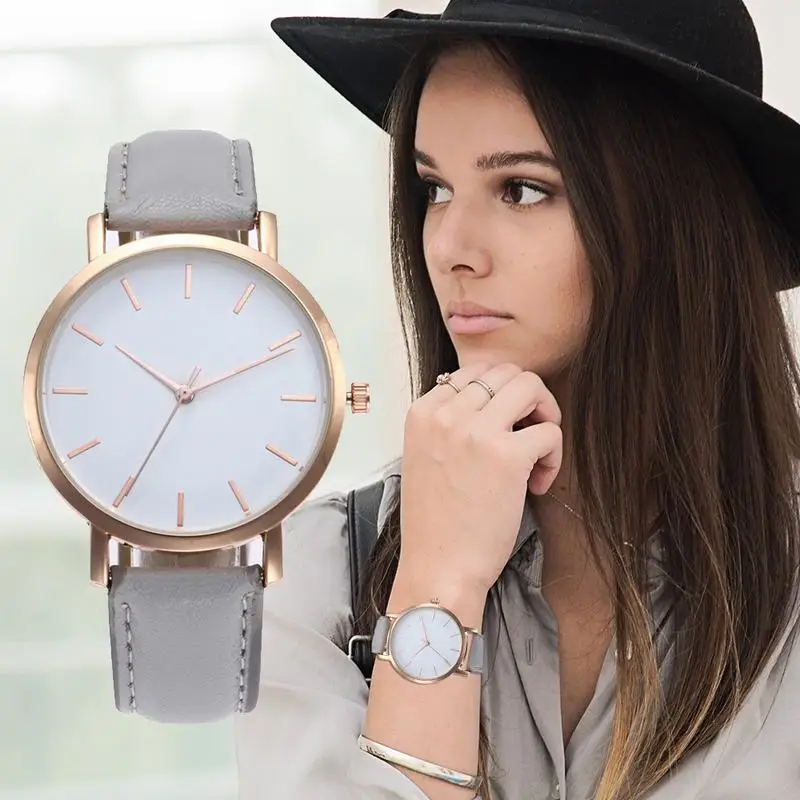 FUNIQUE Leather Strap Watch Bracelet Ladies Watches Women Dress Clock