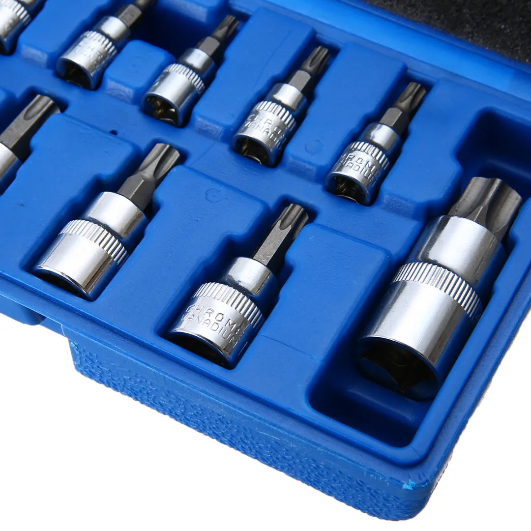 13 шт. 1/4 "3/8" 1/2 "гаечный ключ set socket Драйв подделок Torx звезда немного гнездо комплект для ремонта Инструменты Гаечные ключи ручной инструмент