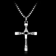 Frete grátis o rápido e o furioso dominic toretto vin novo filme jóias clássico strass pingente sliver cruz colares