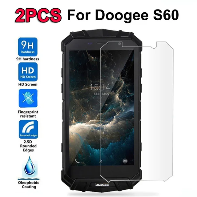 

2PCS Tempered Glass Doogee S60 Screen Protector For Doogee S 60 Case 5.2 inch High Quality Protective Glass Film for Doogee S60