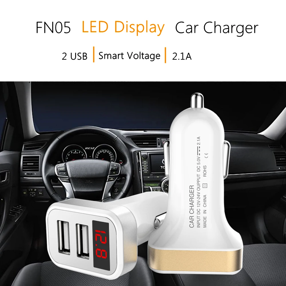 Display Digital LED 5 V 2.1A Dual USB Carregador de Carro de Carregamento Rápido para o iphone X 8 Samsung S8 Plus