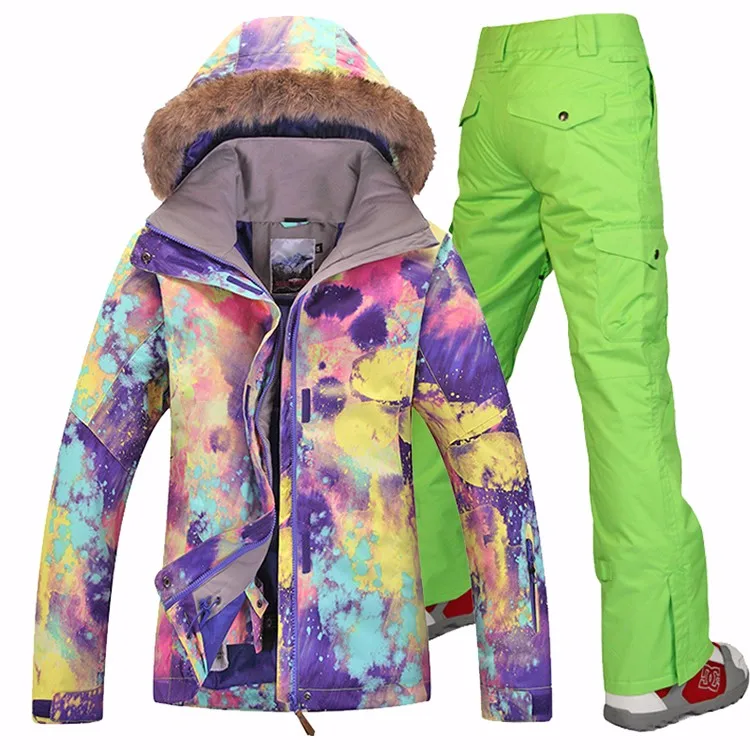 Gsou Snow Women ski suit sets Snowboard ski jackets+ski pants women
