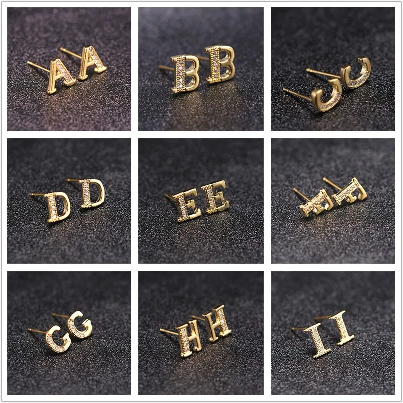 

Marcatsa 26 Letters Stud Earrings for women initial Custom Personalized Earring female Wedding Jewelry Party Brincos Oorbellen