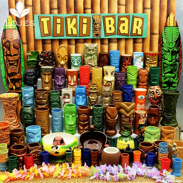 Гавайские кружки Tiki, Коктейльная чашка, пивная кружка для напитков, кружка для вина, керамические кружки Tiki, отлично подходят для коктейльных напитков