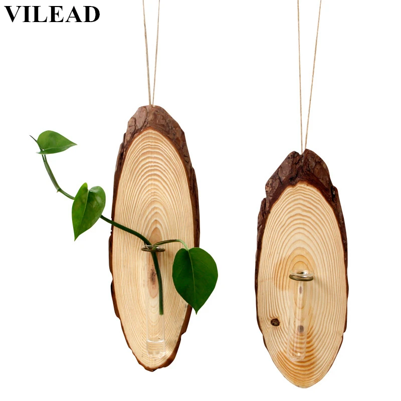 VILEAD 12 6 ''деревянный подвесной орнамент с гидропонной вазой деревянное