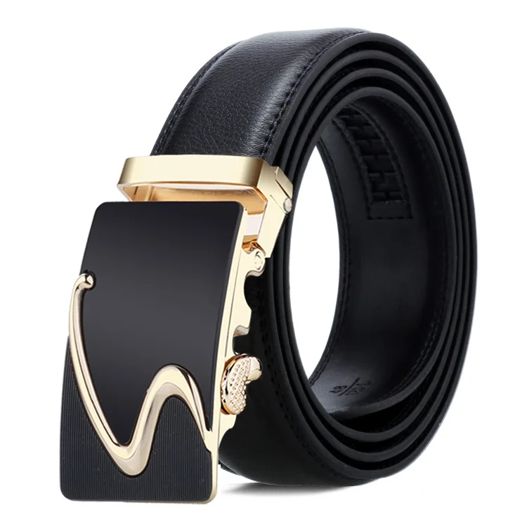 150cm men belt with stainless steel automatic buckle for mens cow real genuine leather luxury quality brand designer belts140cm - Color: Gold F