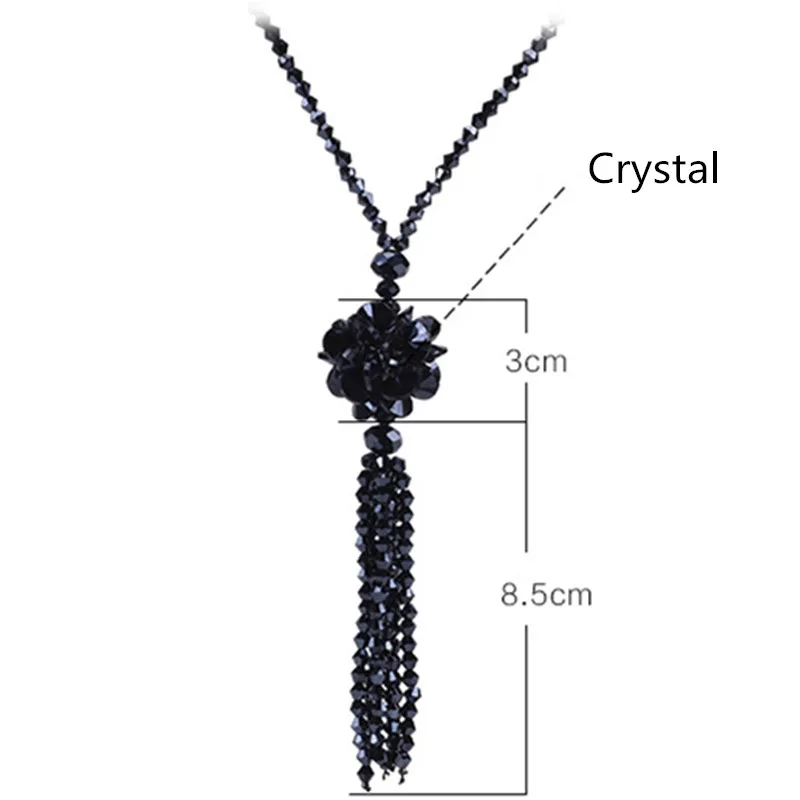 Heeda Korean Crystal Bead Long Necklace Women Autumn Winter Joker Sweater Chain Fashion 2019 Kpop Tassel Pendant Neck Decoration - Image 6
