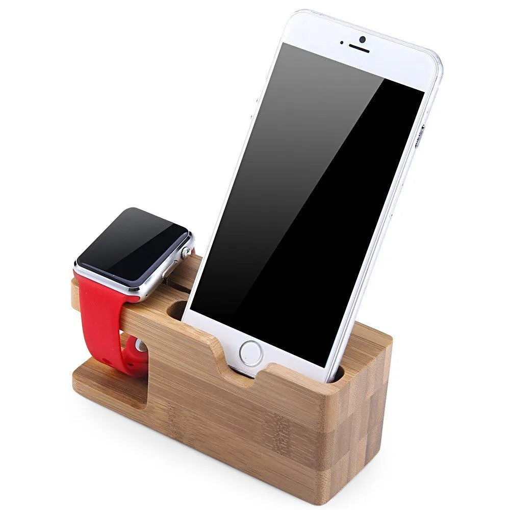 HOT Charging Docking Station Charger Stand Holder for Apple Watch iPhone--DEEP BALBOO NATURAL 5