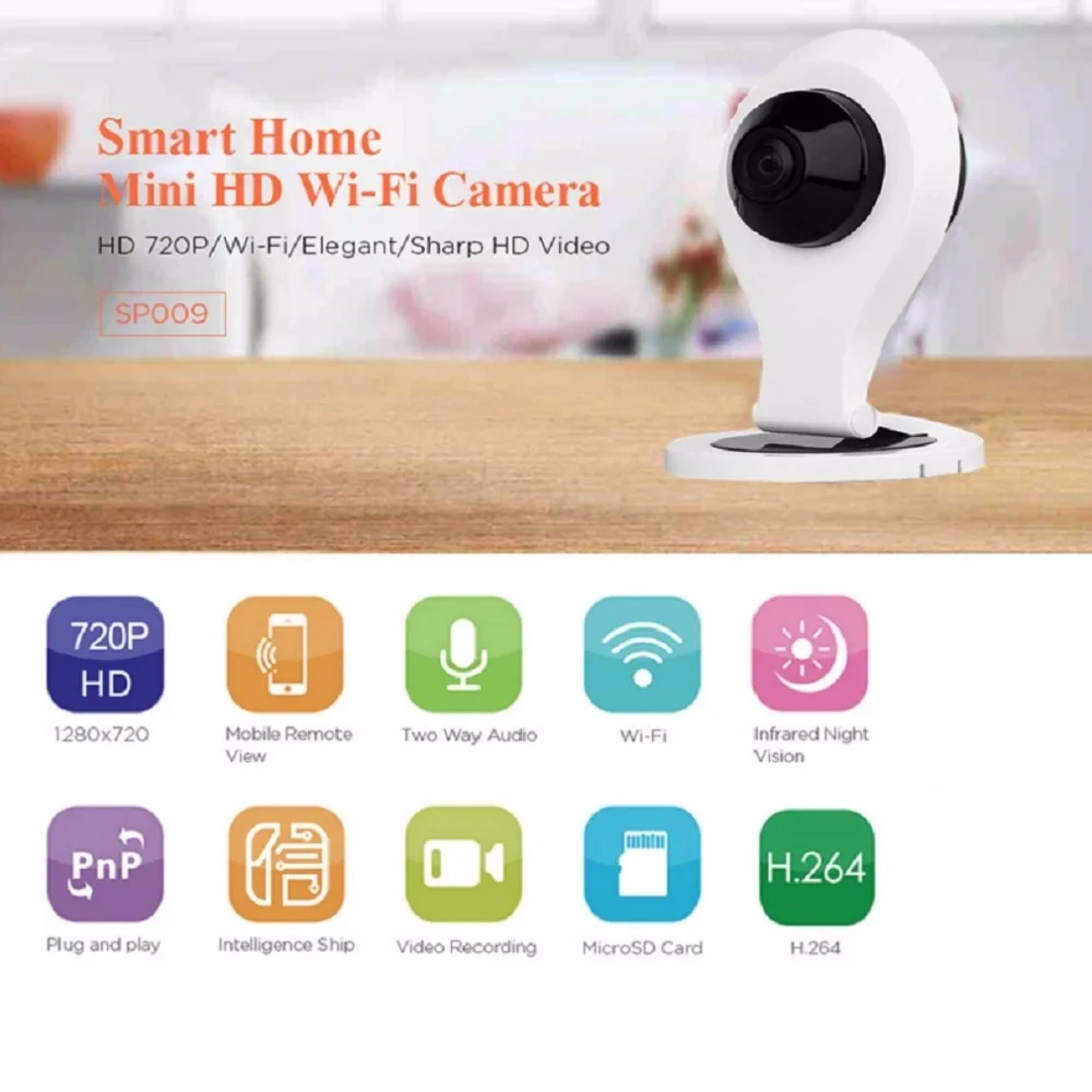 

VR-P6 WIFI IP Camera VR H264 720P HD 180 Degree View Angle 1.44mm Lens Panoramic Network Surveillance Home Security Baby Monitor