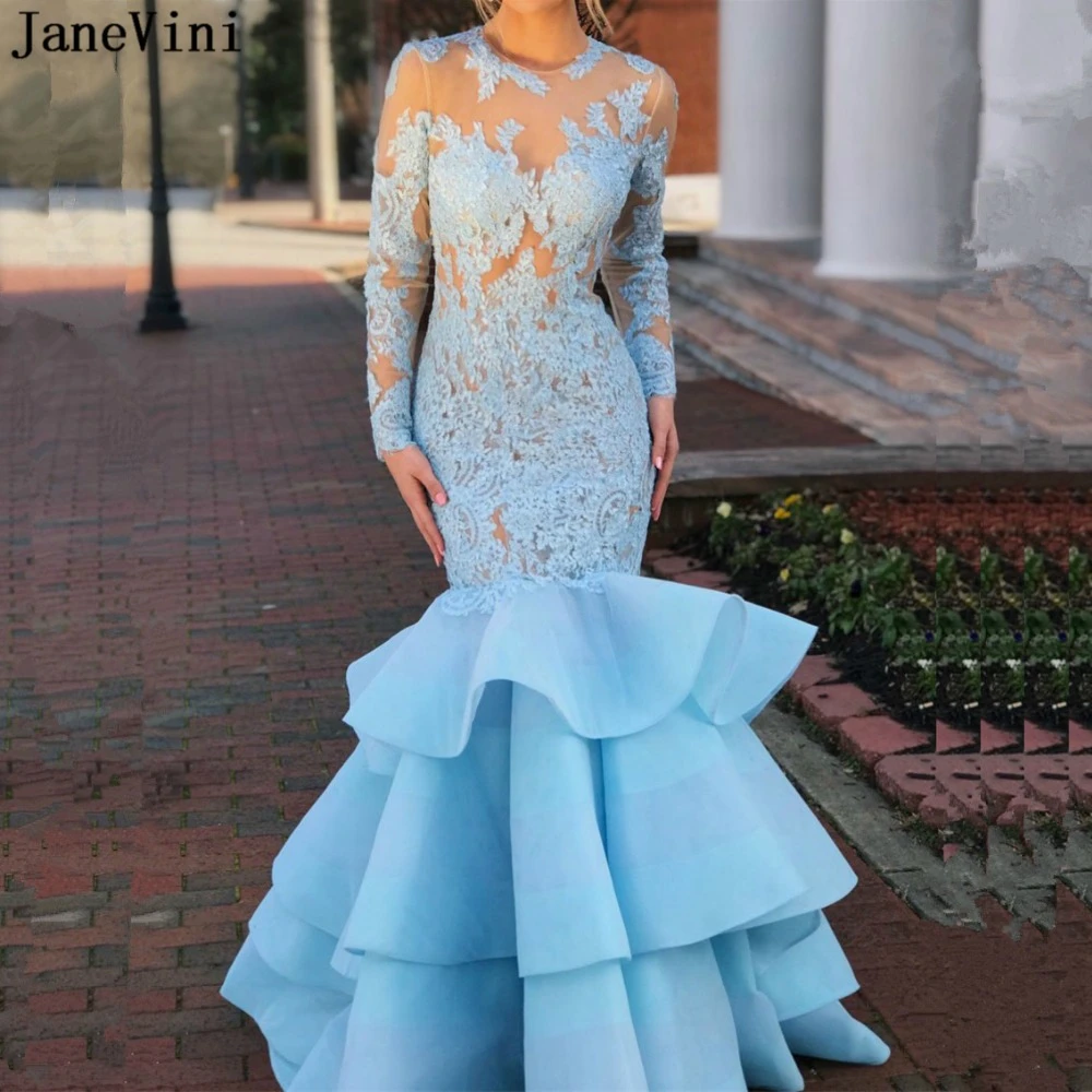 JaneVini Sexy Blue Prom Dress for Plus ...