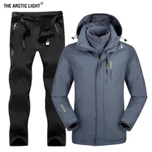 Зимний мужской лыжный светильник, лыжная куртка для походов, Походов, Кемпинга, Спортивная флисовая ветровка, куртка, термо флисовые штаны, комплекты