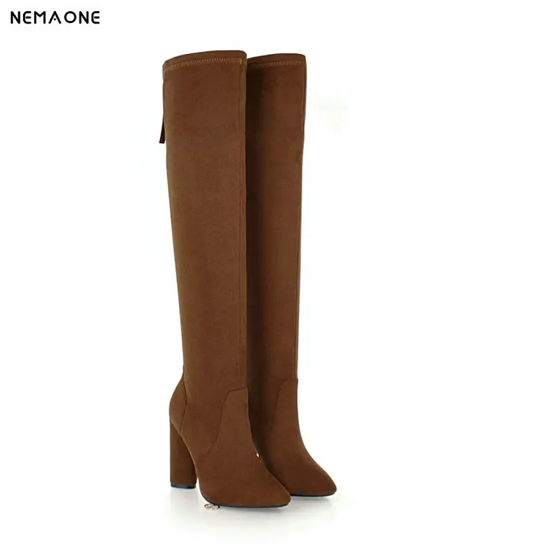 

NEMAONE Women high heels over the knee high Boots autumn Winter warm Ladies boots party dancing shoes woman large size 42 43