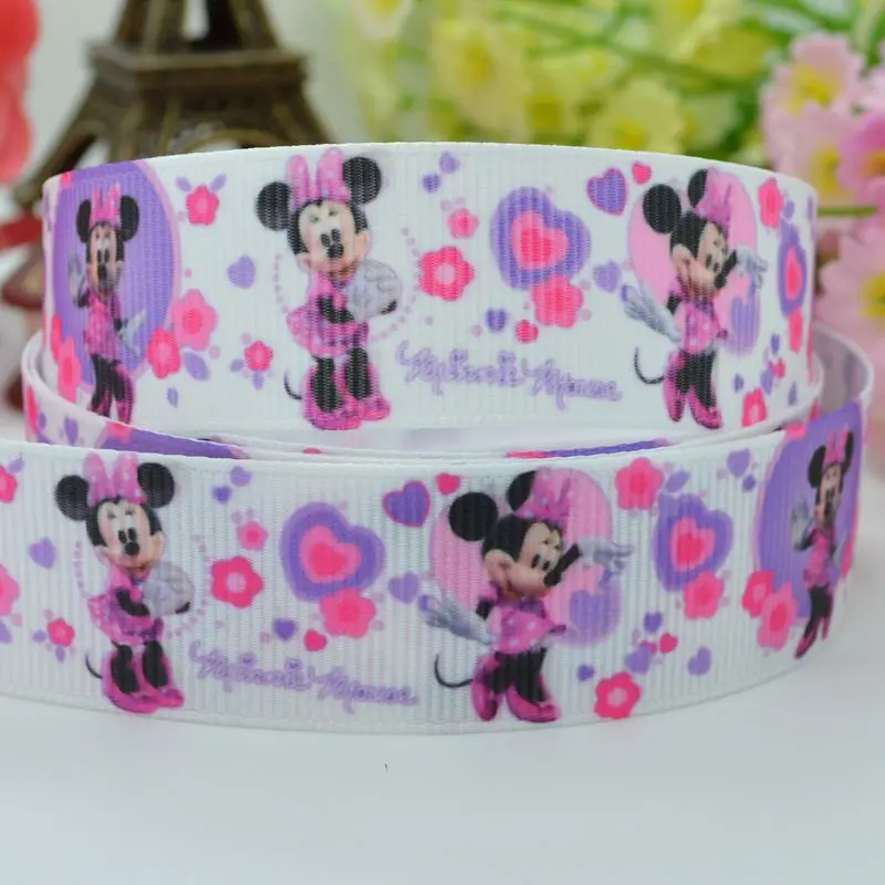 DUWES 7/8 "22 мм 2 5 10 20 50 ярдов Минни мультфильм напечатанный grosgrain лента бант для