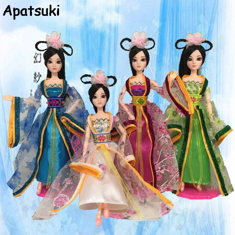 

Colorful Traditional Chinese Ancient Beauty Fairy Costume Clothes For Barbie Doll Party Dress Evening Dresses Doll Accessories