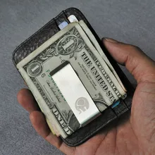 Зажим для денег из натуральной кожи, металлический для мужчин/женщин, для карт, тонкий Зажим для купюр, зажим для денег, тонкий держатель для банкнот, дешевый