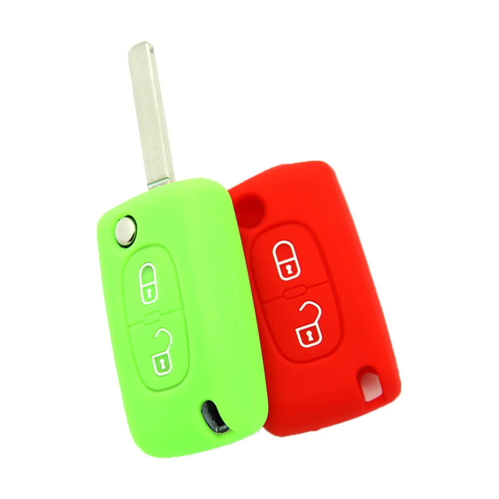 Модный 2 кнопки силиконовый автомобильный чехол для дистанционного ключа для peugeot ключ Citroen сумка автомобильный кошелек для смарт-ключа Органайзер ключ