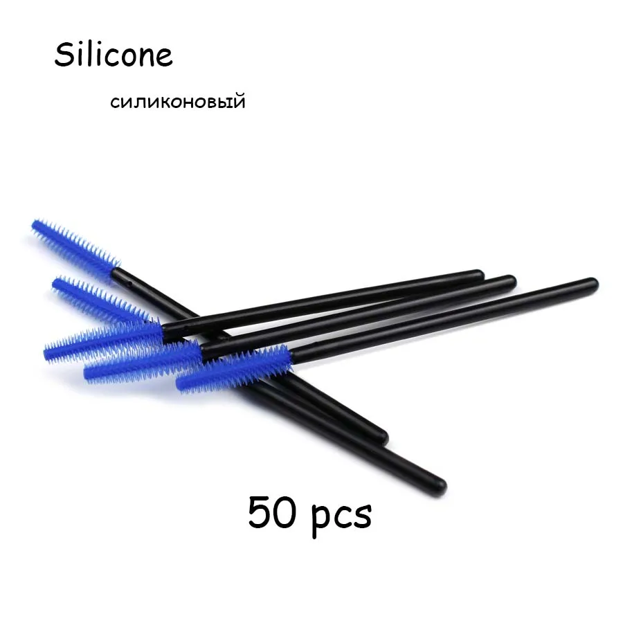 50pcs Blue Одноразовые силиконовые гелевые, для ресниц расческа щетки для туши 25/50 шт в наборе, удлинение ресниц профессиональный инструмент Красота инструмент для макияжа - Цвет: 50pcs Blue