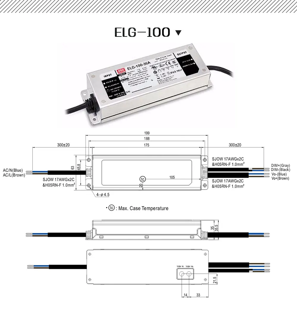 Елг-MeanWell затемнения светодиодный драйвер 75W 100W 150W 200W 250W преобразования AC 85-277V переменного тока в постоянный 26-36V Светодиодный прожектор светильник CREE светодиодный GROW светильник