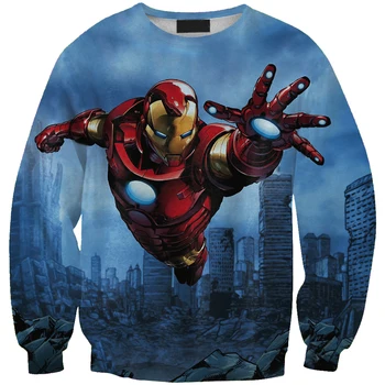 

New arrival fashion Unisex Sweatshirt 3D iron Man print simple Casual white relaxtion oversized Clothes Free shipping