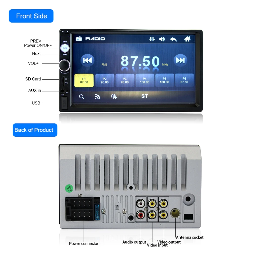  Podofo 2 din Car Radio Multimedia Player 2din Autoradio Stereo Universal 7\