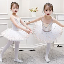 Белое детское балетное платье-пачка, танцевальные костюмы, балетные костюмы с маленьким лебедем, детская одежда для сцены для девочек, Бальное танцевальное платье