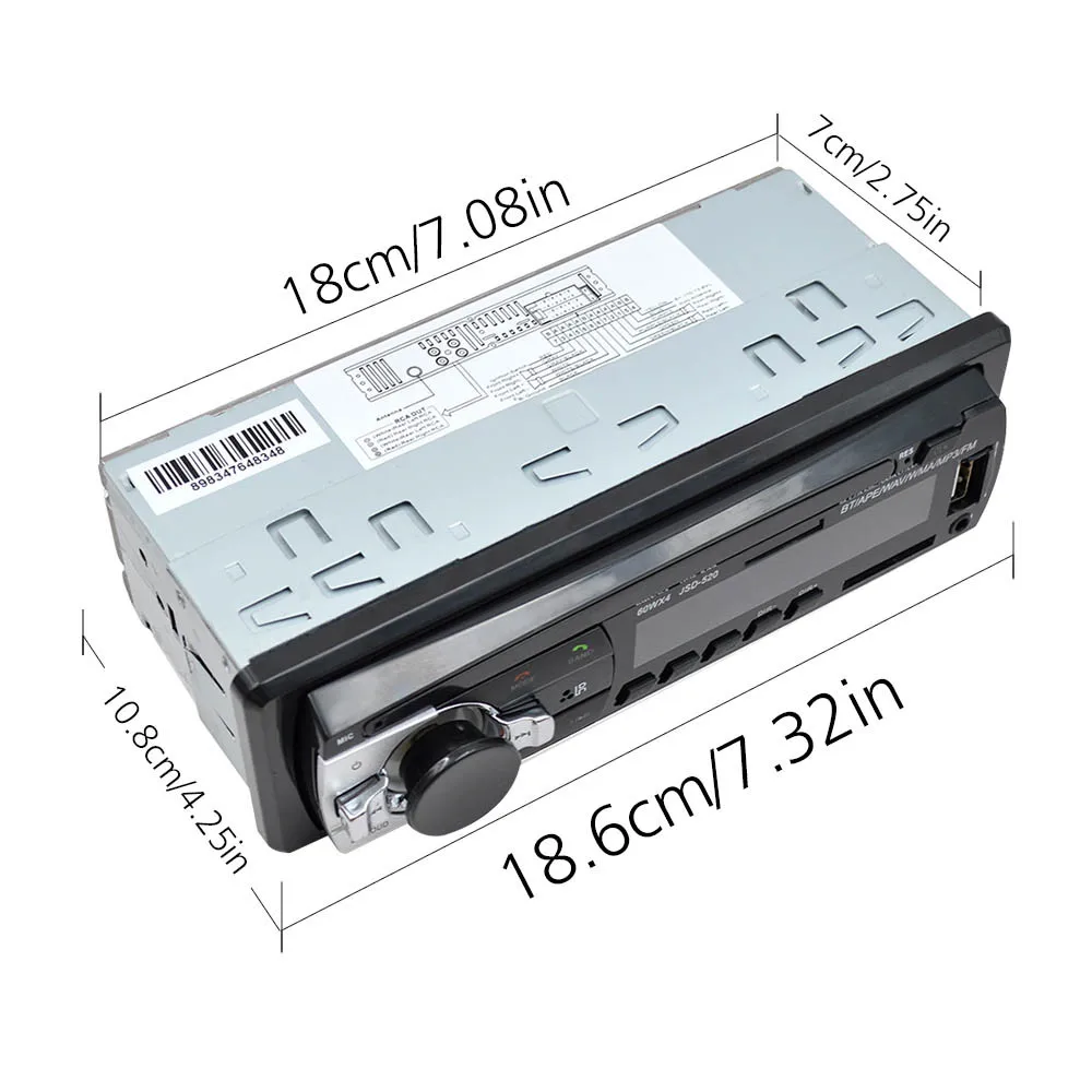 Car Radio Car Digital Media MP3 Player Stereo Receiver with Built-in Bluetooth Hands-Free Calling 1 din USB AUX SD Card Input
