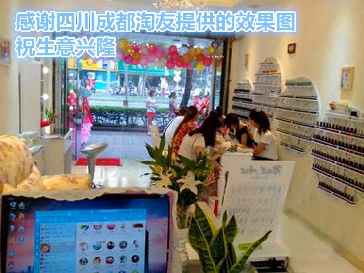 Hang a wall, wrought iron nail polish carrying shelves. Nail salons display shelf