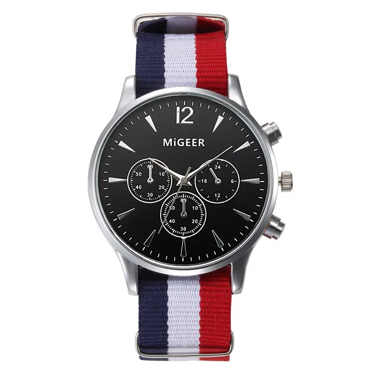 

New Outdoor Canvas Sport Wrist Watch Fashion Black Dial Nylon Cloth Strap Men Quartz Watches Women Male Relogio Masculino MiGEER