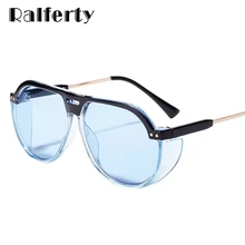 Ralferty, Винтажные Солнцезащитные очки для женщин и мужчин, дизайнерские, черный, синий цвет, солнцезащитные очки, женские очки, UV400, негабаритные солнцезащитные очки W813024