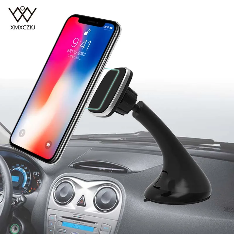 XMXCZKJ Square Magnetic Cell Phone Holder Suction Cup Mount Universal Mobile Phone Holder Magnet Car 360 Rotation Holder Stand