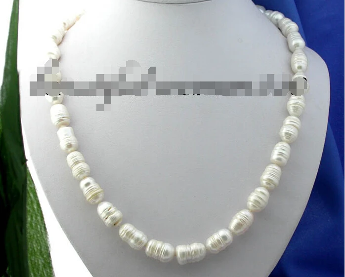 

Z1132 Natural 24" 18mm rice baroque white freshwater pearl necklace AAA